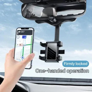 Universal 360 Car Rearview Mirror Phone Holder for Safe Driving
