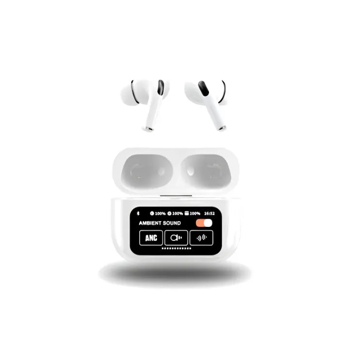 A9 Airpods Pro With Touch Screen Airpods Display - High Quality Earbuds With Super Bass & Noise Cancelation - ANC Wireless Air Pods With Bluetooth
