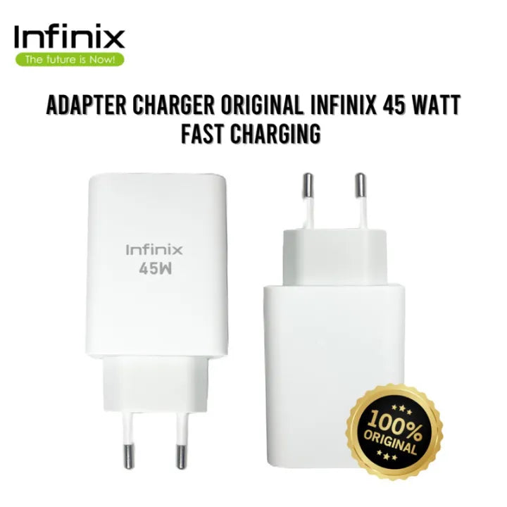 infinix Original 45W Fast Charger | Original infinix 45W Fast Charging Adapter with Cable | infinix 45 Watt Box Pulled Original Power