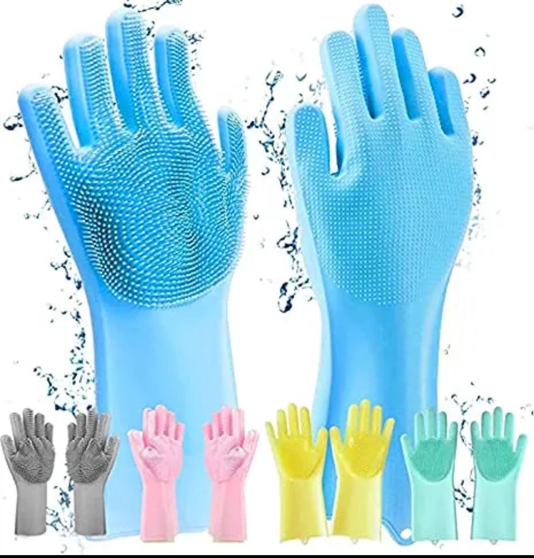 Reusable Silicone Dishwashing Gloves with Scrubber