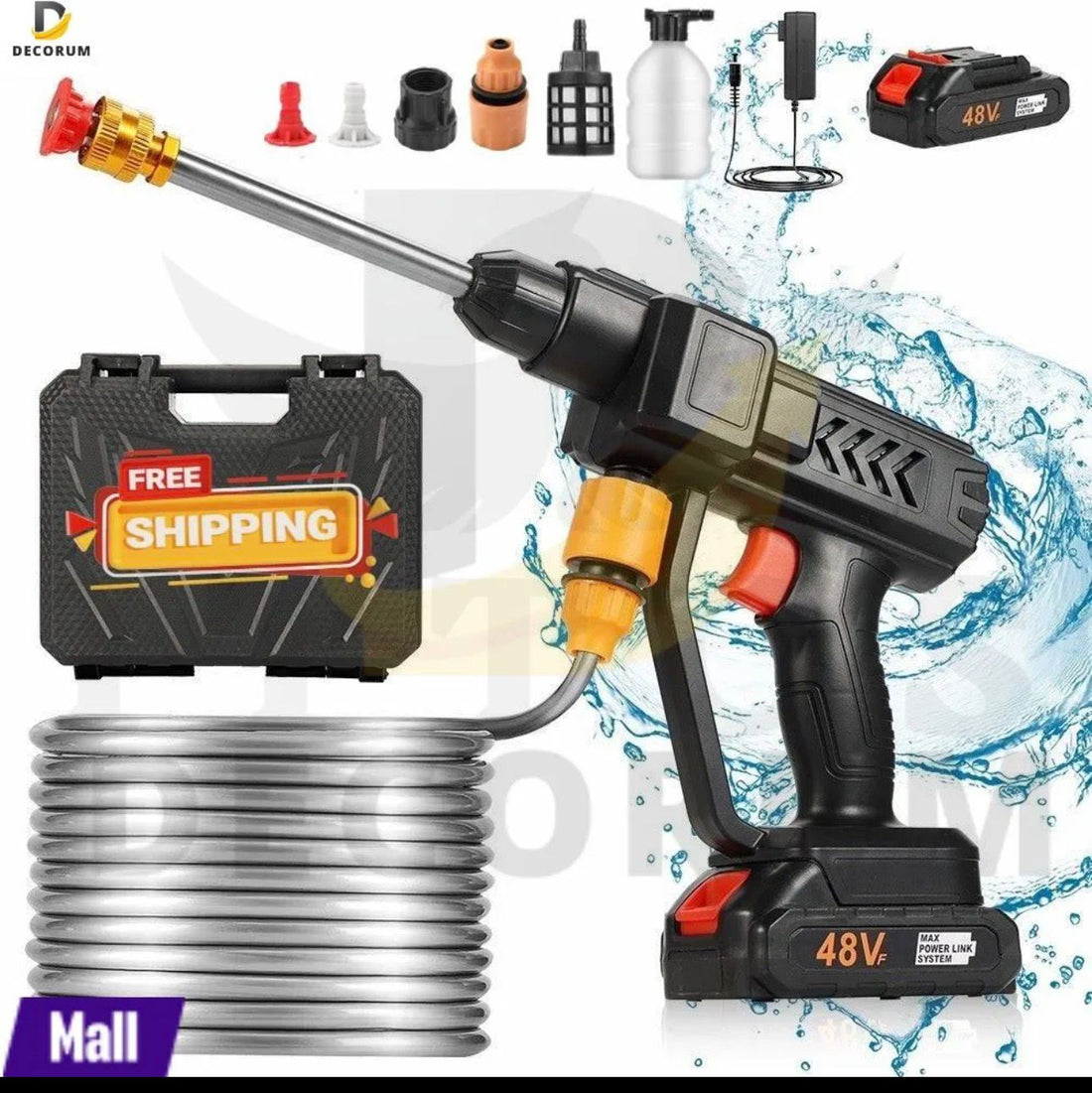 48V Rechargeable Portable Pressure Washer Gun